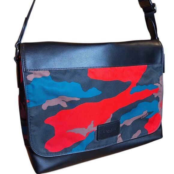 Coach signature flap messenger crossbody bag camouflage colorful large size - Picture 2 of 12